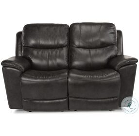 Cade Black Leather Power Reclining Loveseat With Power Headrest And Lumbar