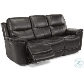 Cade Black Leather Power Reclining Sofa With Power Headrest And Lumbar