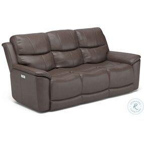 Cade Brown Leather Power Reclining Sofa With Power Headrest And Lumbar