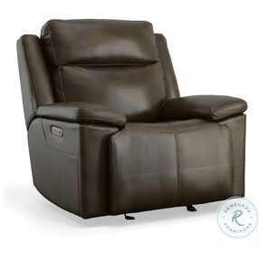 Chance Dark Brown Leather Power Gliding Recliner With Power Headrest And Footrest