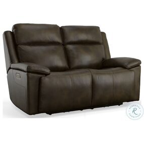 Chance Dark Brown Leather Power Reclining Loveseat With Power Headrest And Footrest