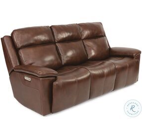 Chance Light Brown Leather Power Reclining Sofa With Power Headrest And Footrest