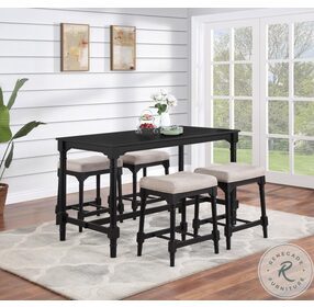 Martina Oatmeal And Black 5 Piece Counter Height Dining Set