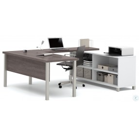 Pro-Linea White & Bark Grey U-Desk