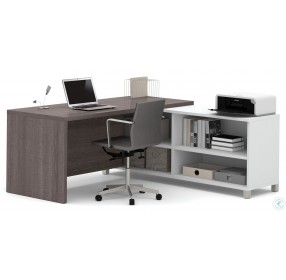 Pro-Linea White & Bark Grey Door L-Desk
