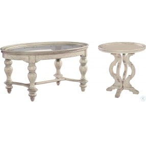 Homestead Linen Oval Glass Occasional Table Set