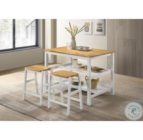 Hollis Brown And White Counter Height Kitchen Island Table Set