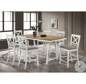 Hollis Brown And White Rectangular Counter Height Dining Room Set