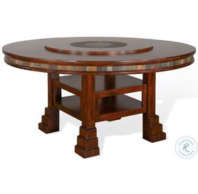 Santa Fe Dark Chocolate 60" Round Counter Height Dining Table With Lazy Susan