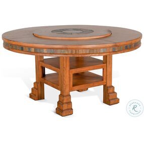 Sedona Rustic Oak 60" Round Counter Height Dining Table With Lazy Susan