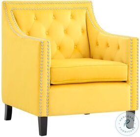 Grazioso Yellow Velvet Accent Chair