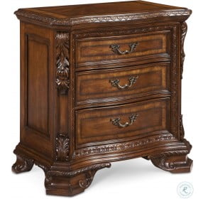 Old World Wood Top Rich Pomegranate Bedside Chest