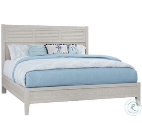 Passageways Oyster Grey Queen Louvered Panel Bed With Low Profile Footboard