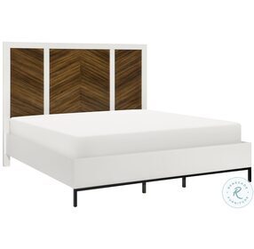 Oslo White And Walnut California King Panel Bed