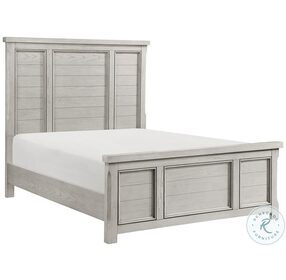 Providence Antique White King Panel Low Profile Bed