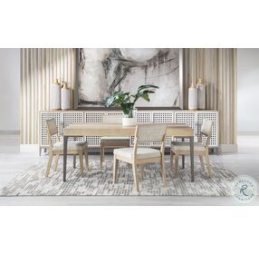 Biscayne Malabar And Alabaster Leg Dining Room Set With Woven Back Chair