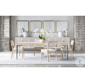 Biscayne Malabar And Alabaster Leg Extendable Dining Room Set With Woven Back Chair