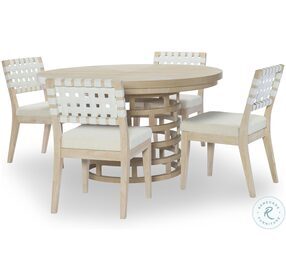 Biscayne Malabar And Alabaster Extendable Oval Dining Room Set With Strap Back Chair