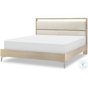 Biscayne Malabar And Cream Channel California King Upholstered Panel Bed