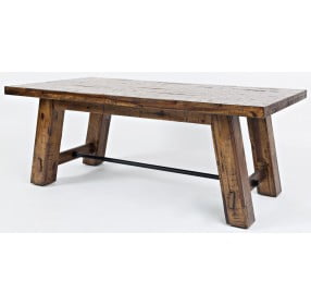 Cannon Valley Distressed Medium Brown Trestle Cocktail Table