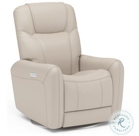 Degree Beige Leather Swivel Power Recliner With Power Headrest And Lumbar