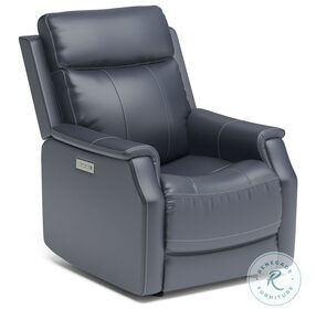 Easton Gray Leather Power Recliner With Power Headrest And Lumbar