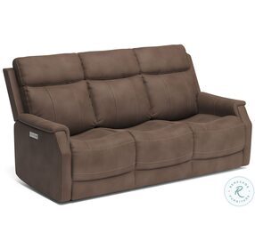 Easton Dark Brown Power Reclining Sofa With Power Headrest And Lumbar