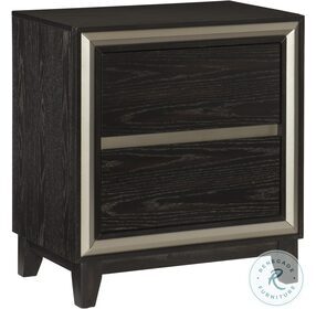 Grant Ebony And Silver Nightstand