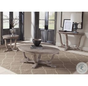 Greystone Mill Stone Whitewash and Wire Brush Oval Occasional Table Set