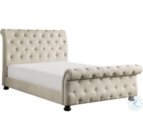Crofton Beige Queen Upholstered Panel Bed