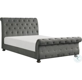 Crofton Dark Gray Full Upholstered Poster Bed