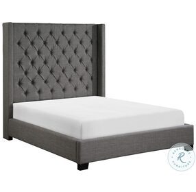 Faustina Charcoal Queen Upholstered Panel Bed