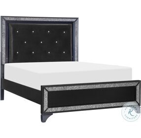 Salon Pearl Black Metallic Queen Panel Bed