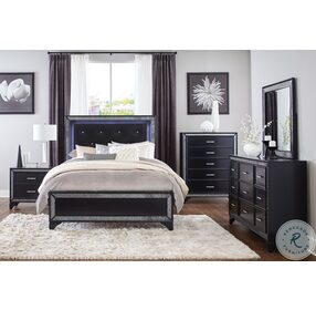 Salon Pearl Black Metallic Panel Bedroom Set