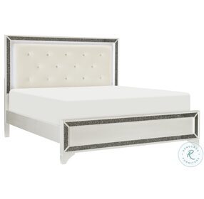 Salon Pearl White Metallic Cal. King Panel Bed