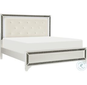 Salon Pearl White Metallic King Panel Bed