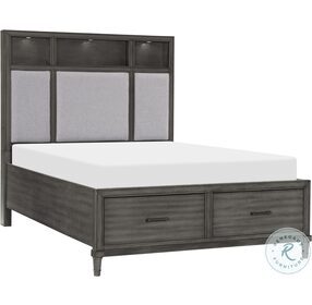 Wittenberry Gray Queen Platform Bed With Footboard Drawer And LED