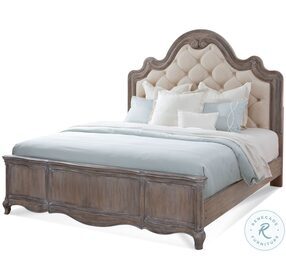 Genoa Brosse Taupe Tufted King Upholstered Panel Bed