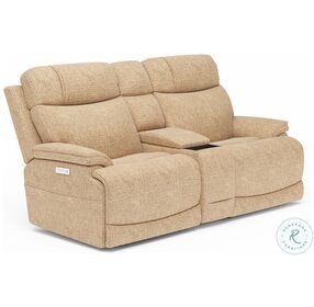 Logan Brown Power Reclining Console Loveseat With Power Headrest And Lumbar