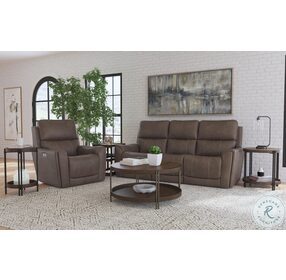 Carter Brown Power Reclining Console Living Room Set With Power Headrest And Lumbar