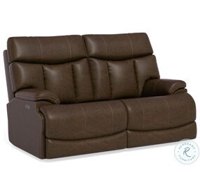 Clive 1594 Brown Power Reclining Loveseat With Power Headrest And Lumbar