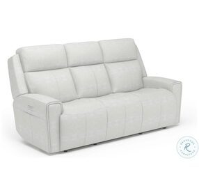 Barnett Cream Leather Power Reclining Sofa With Power Headrest And Lumbar