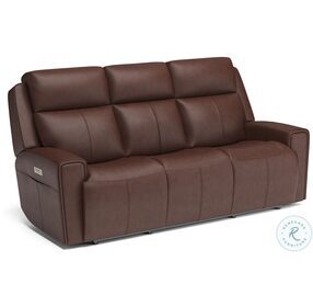 Barnett Light Brown Leather Power Reclining Sofa With Power Headrest And Lumbar