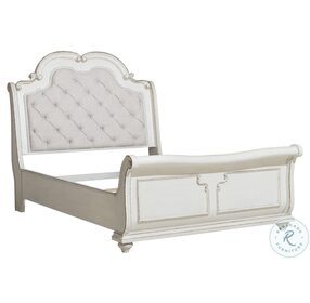 Willowick Lightly Distressed Queen Upholstered Sleigh Bed