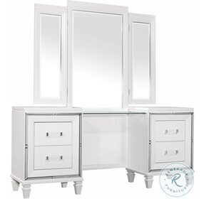 Tamsin White Metallic Vanity With Mirror