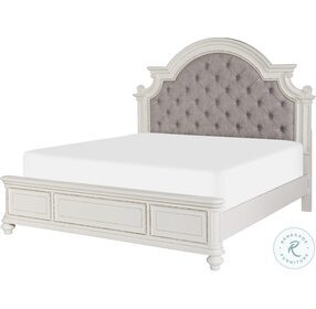 Baylesford Antique White And Gray Queen Upholstered Panel Bed