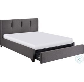 Aitana Graphite Full Upholstered Platform Bed With Storage Drawer