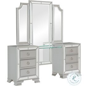 Avondale Silver Vanity Desk And Mirror
