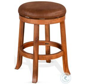 Sedona Rustic Oak Cushion Seat Swivel 24" Counter Height Stool Set Of 2