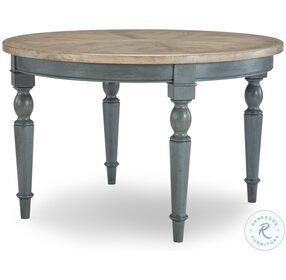 Easton Hills Distressed Denim And Stone Washed Round Dining Table